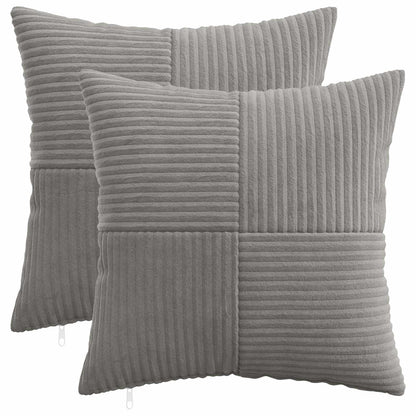 Cushion Cover 2 pcs ALMELO Light Grey 45 x 45 cm Corduroy