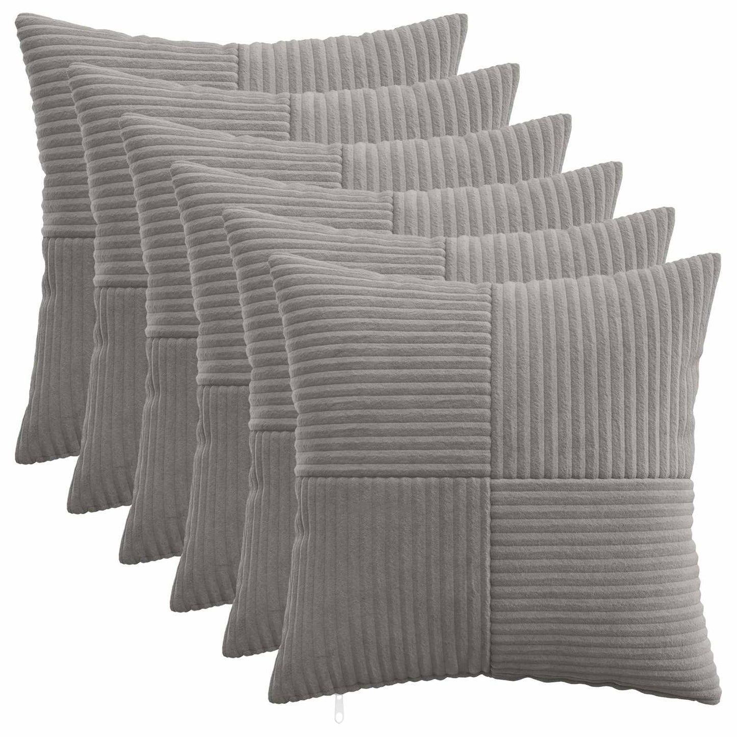 Cushion Cover 6 pcs ALMELO Light Grey 45 x 45 cm Corduroy