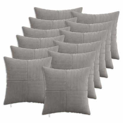 Cushion Cover 12 pcs ALMELO Light Grey 45 x 45 cm Corduroy