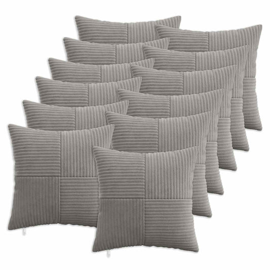 Cushion Cover 12 pcs ALMELO Light Grey 45 x 45 cm Corduroy