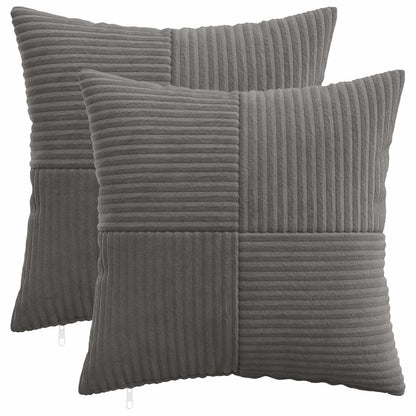 Cushion Cover 2 pcs ALMELO Dark Grey 45 x 45 cm Corduroy