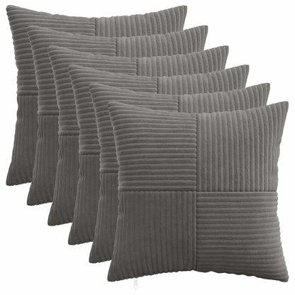 Cushion Cover 6 pcs ALMELO Dark Grey 45 x 45 cm Corduroy