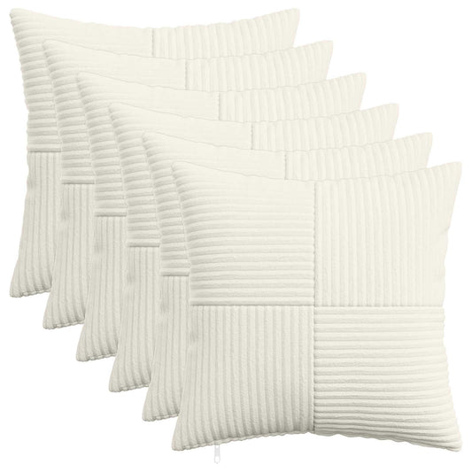 Cushion Cover 6 pcs ALMELO Cream 45 x 45 cm Corduroy