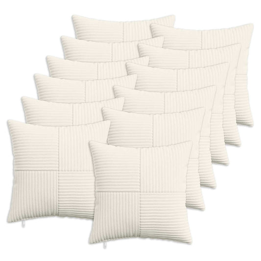 Cushion Cover 12 pcs ALMELO Cream 45 x 45 cm Corduroy