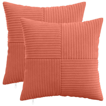 Cushion Cover 2 pcs ALMELO Red Orange 45 x 45 cm Corduroy