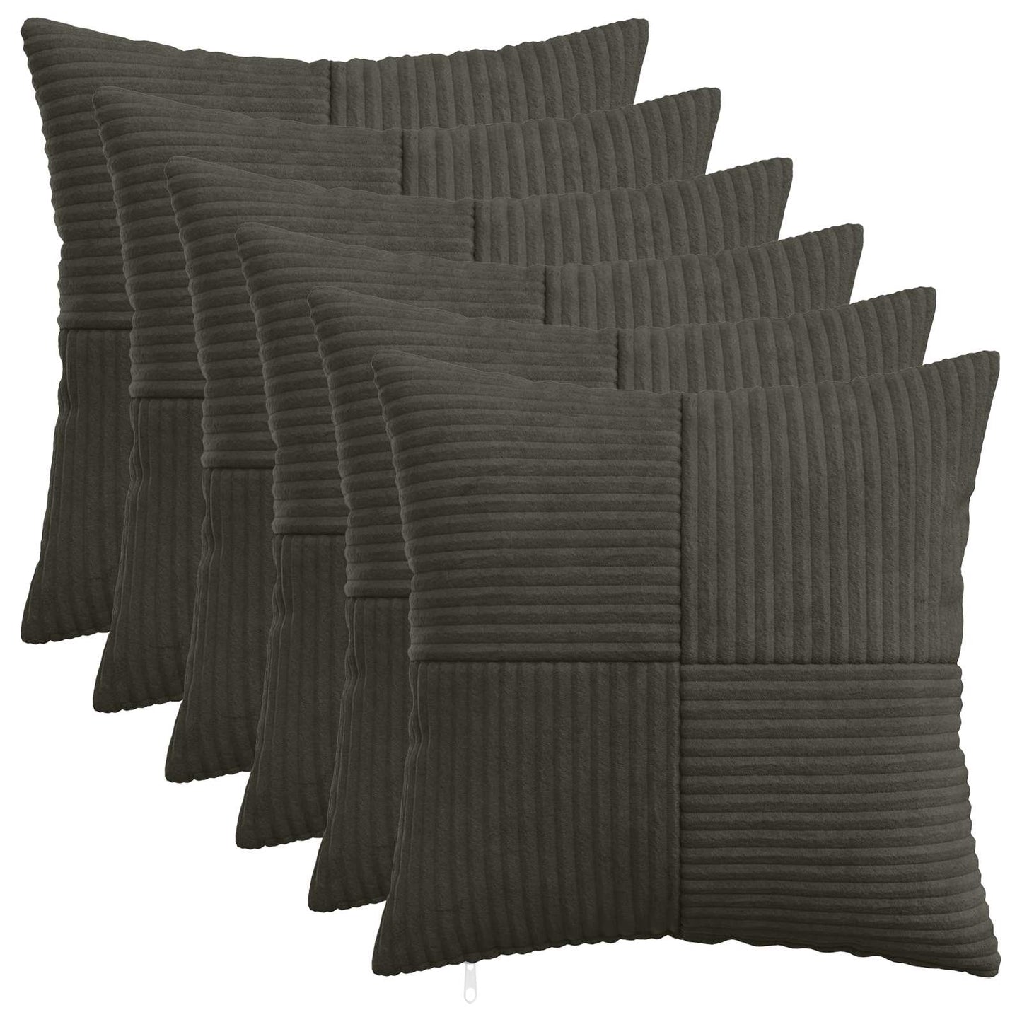 Cushion Cover 6 pcs ALMELO Anthracite 45 x 45 cm Corduroy