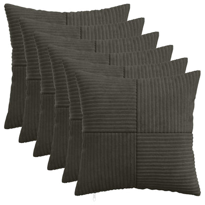 Cushion Cover 6 pcs ALMELO Anthracite 45 x 45 cm Corduroy
