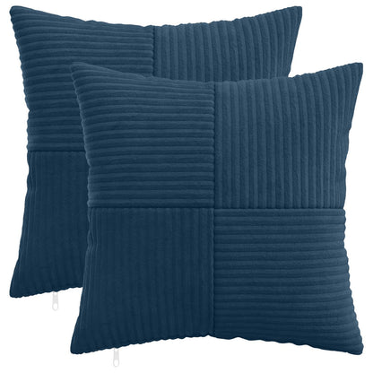 Cushion Cover 2 pcs ALMELO Navy Blue 45 x 45 cm Corduroy