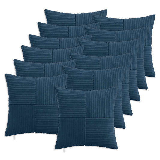 Cushion Cover 12 pcs ALMELO Navy Blue 45 x 45 cm Corduroy