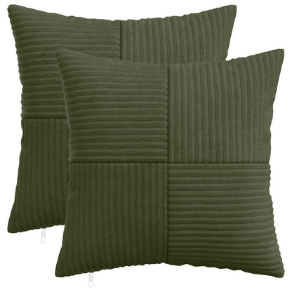 Cushion Cover 2 pcs ALMELO Green 45 x 45 cm Corduroy