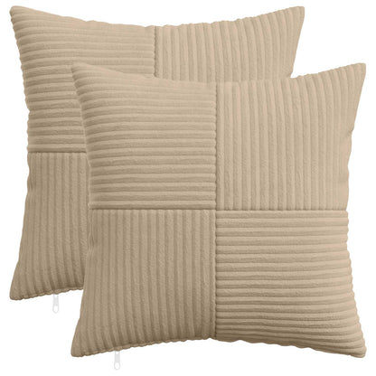Cushion Cover 2 pcs ALMELO Taupe 45 x 45 cm Corduroy