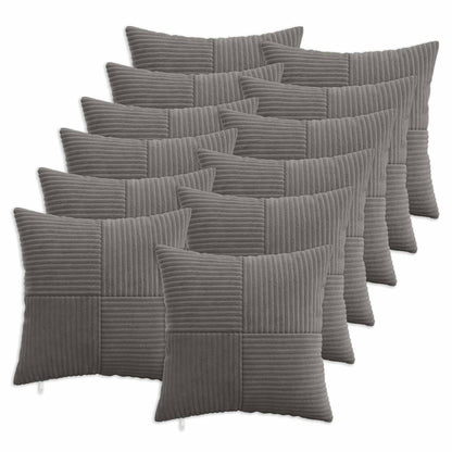 Cushion Cover 12 pcs ALMELO Dark Grey 50 x 50 cm Corduroy