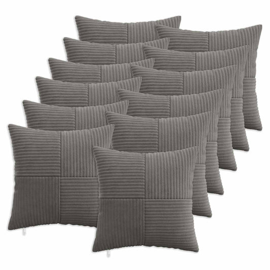 Cushion Cover 12 pcs ALMELO Dark Grey 50 x 50 cm Corduroy