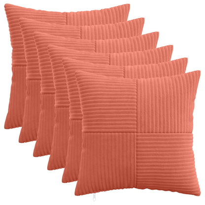 Cushion Cover 6 pcs ALMELO Red Orange 50 x 50 cm Corduroy