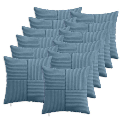 Cushion Cover 12 pcs ALMELO Blue 50 x 50 cm Corduroy