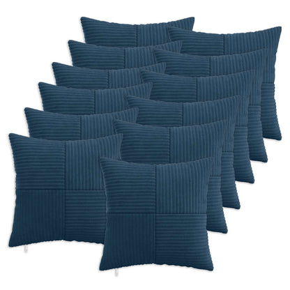 Cushion Cover 12 pcs ALMELO Navy Blue 50 x 50 cm Corduroy