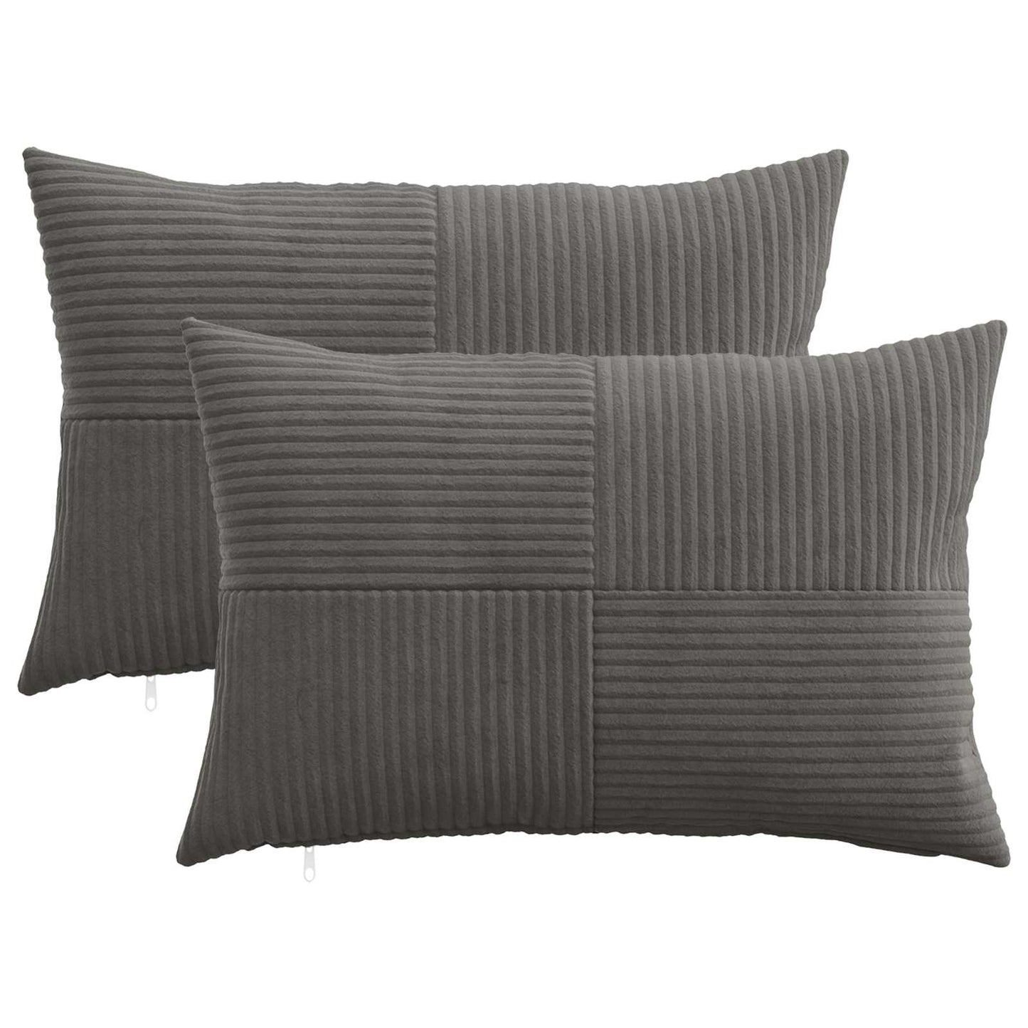Cushion Cover 2 pcs ALMELO Dark Grey 50 x 75 cm Corduroy