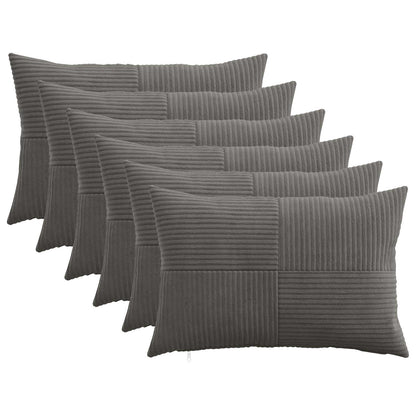 Cushion Cover 6 pcs ALMELO Dark Grey 50 x 75 cm Corduroy