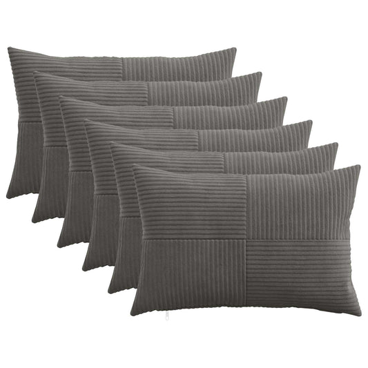 Cushion Cover 6 pcs ALMELO Dark Grey 50 x 75 cm Corduroy