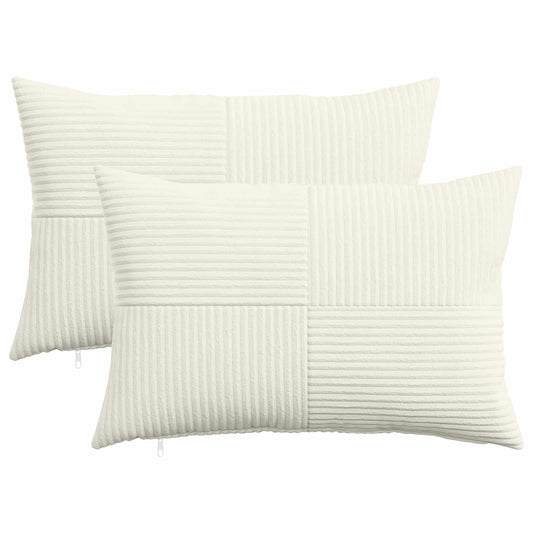 Cushion Cover 2 pcs ALMELO Cream 50 x 75 cm Corduroy