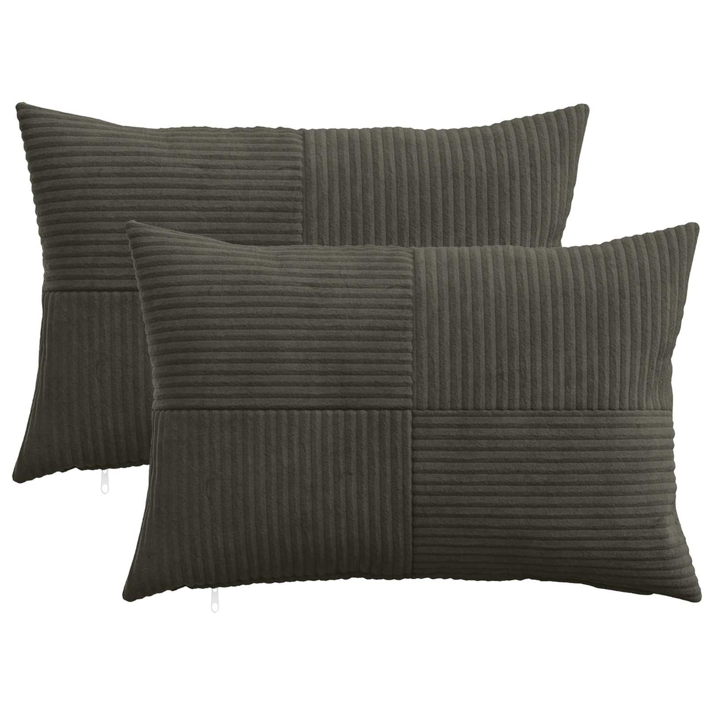 Cushion Cover 2 pcs ALMELO Anthracite 50 x 75 cm Corduroy
