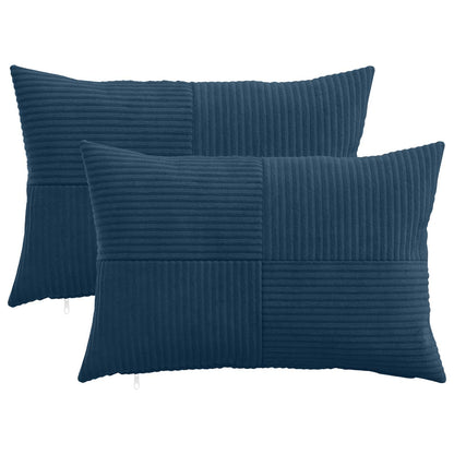 Cushion Cover 2 pcs ALMELO Navy Blue 50 x 75 cm Corduroy