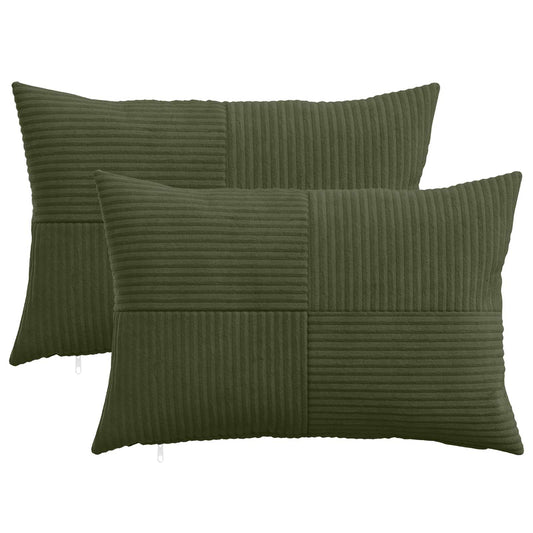 Cushion Cover 2 pcs ALMELO Green 50 x 75 cm Corduroy
