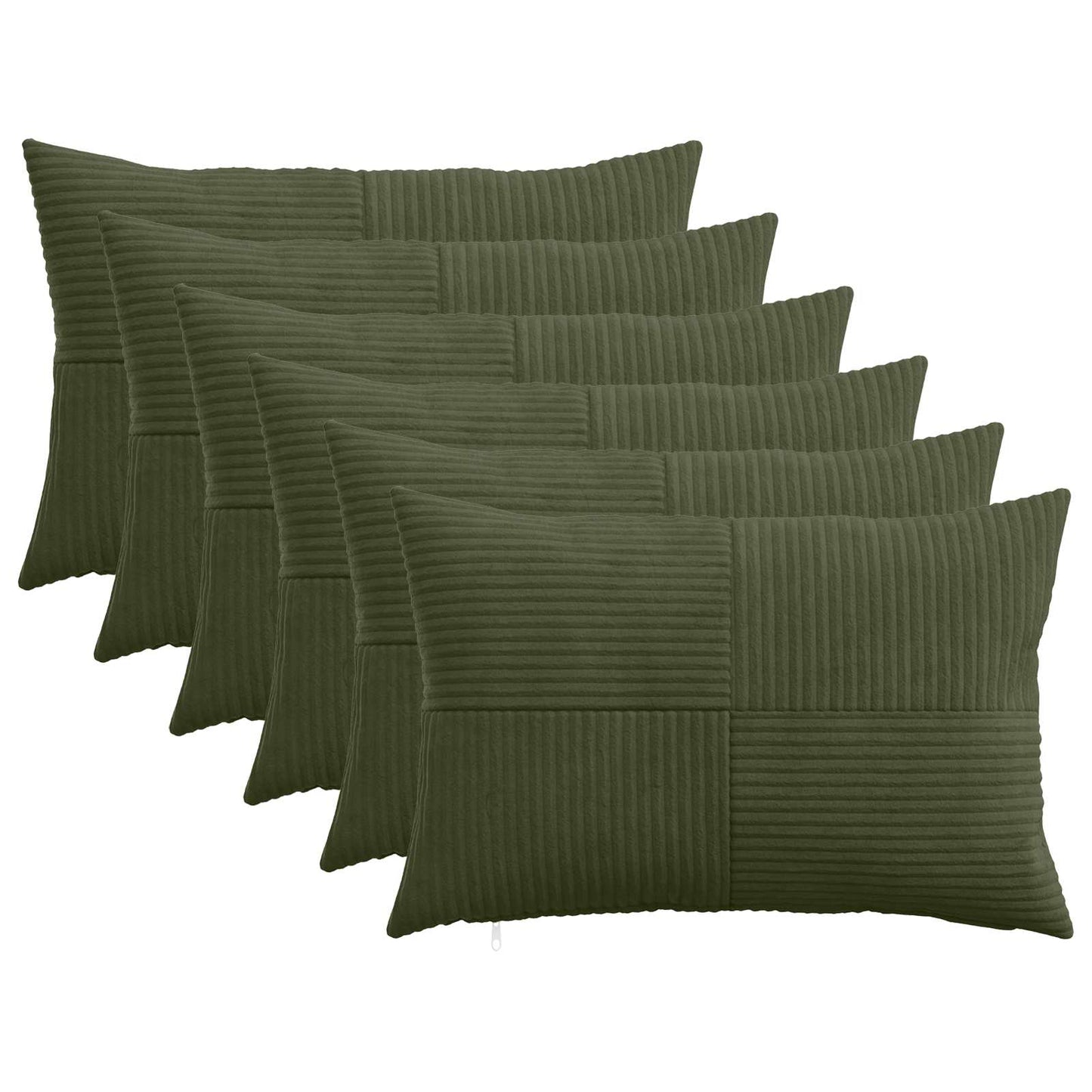 Cushion Cover 6 pcs ALMELO Green 50 x 75 cm Corduroy
