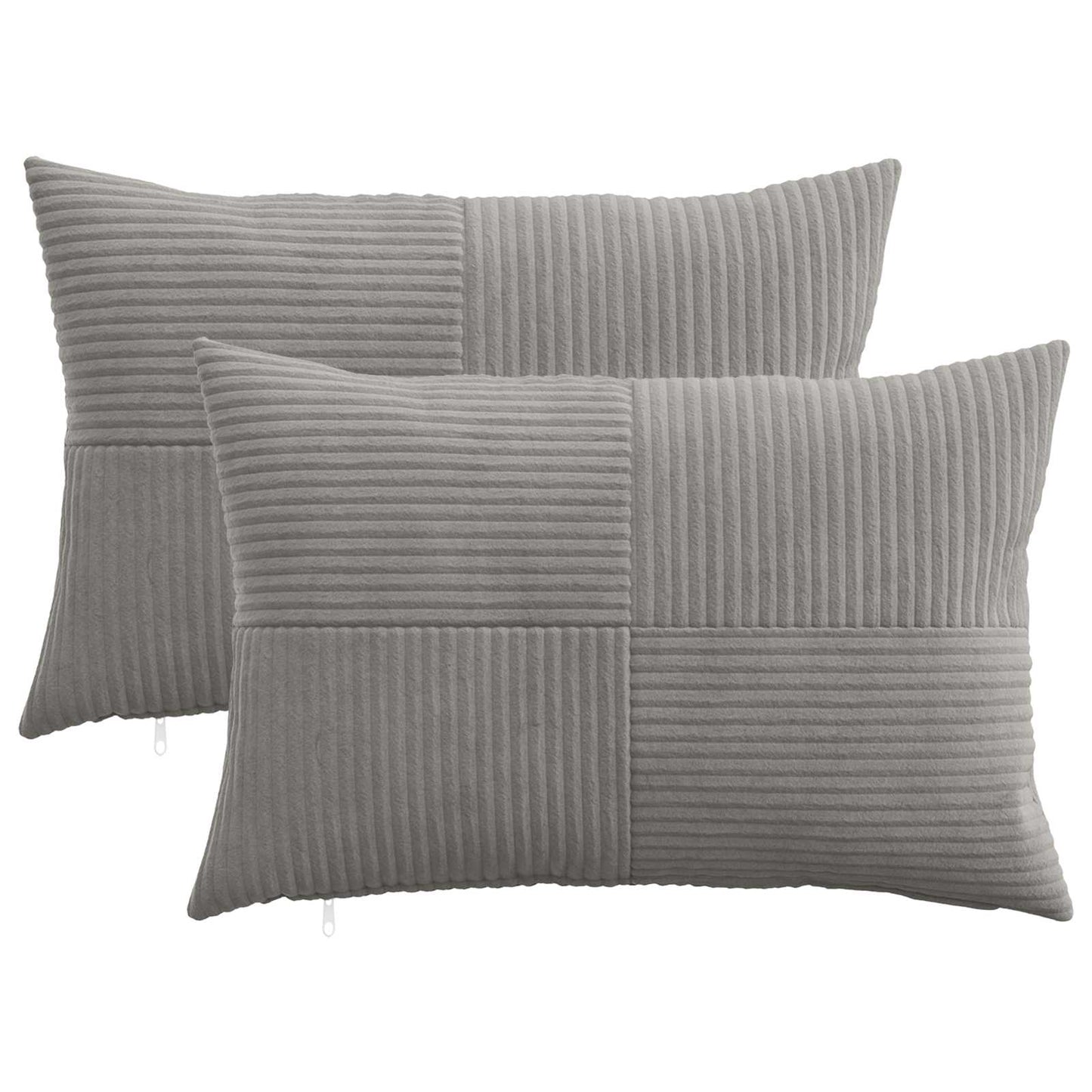 Cushion Cover 2 pcs ALMELO Light Grey 50 x 80 cm Corduroy