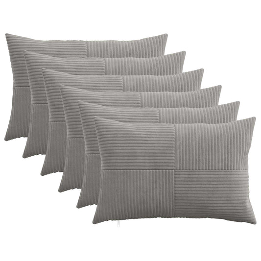 Cushion Cover 6 pcs ALMELO Light Grey 50 x 80 cm Corduroy