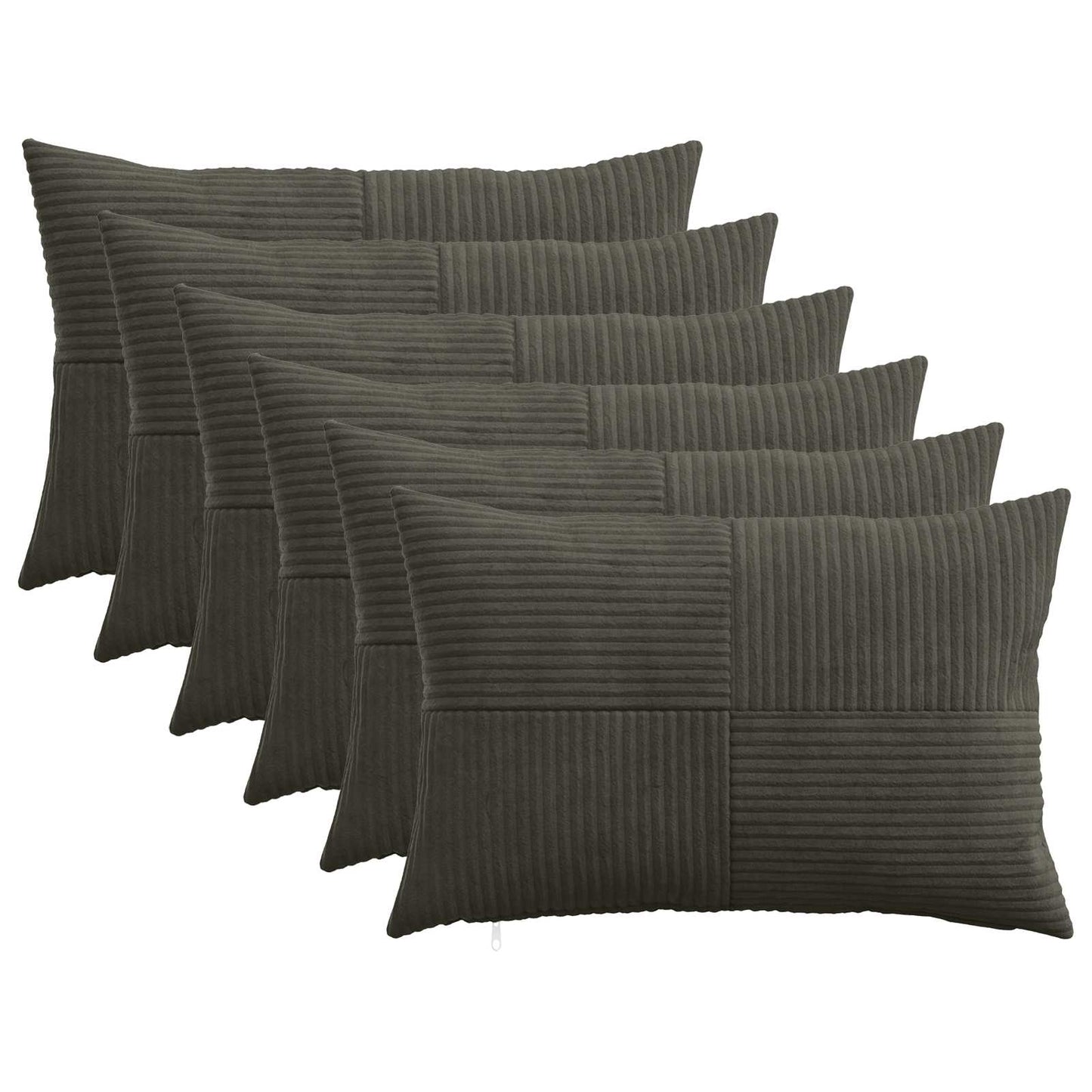 Cushion Cover 6 pcs ALMELO Anthracite 50 x 80 cm Corduroy