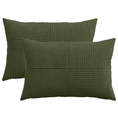 Cushion Cover 2 pcs ALMELO Green 50 x 80 cm Corduroy