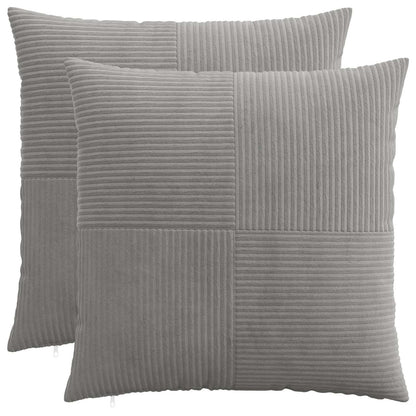 Cushion Cover 2 pcs ALMELO Light Grey 55 x 55 cm Corduroy