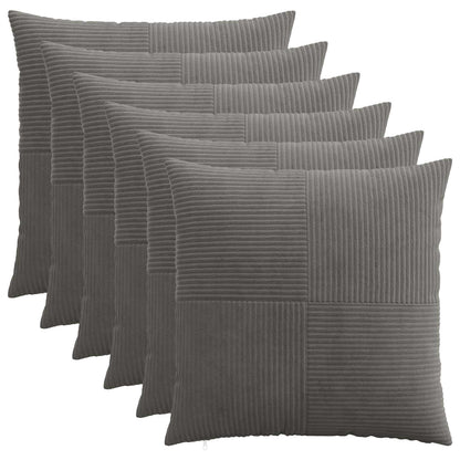 Cushion Cover 6 pcs ALMELO Dark Grey 55 x 55 cm Corduroy
