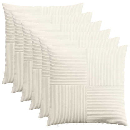 Cushion Cover 6 pcs ALMELO Cream 55 x 55 cm Corduroy