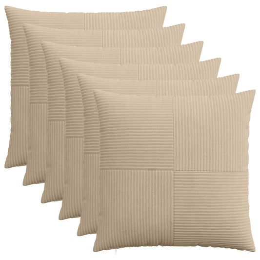 Cushion Cover 6 pcs ALMELO Taupe 55 x 55 cm Corduroy