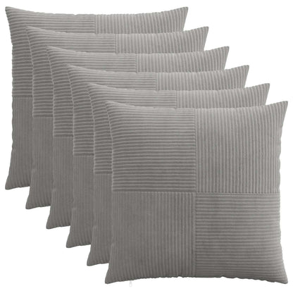Cushion Cover 6 pcs ALMELO Light Grey 60 x 60 cm Corduroy