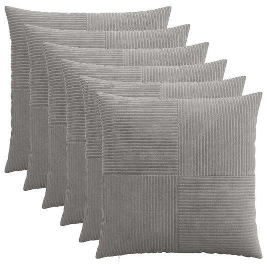 Cushion Cover 6 pcs ALMELO Light Grey 60 x 60 cm Corduroy