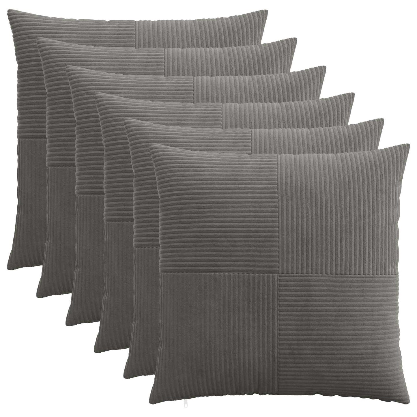 Cushion Cover 6 pcs ALMELO Dark Grey 65 x 65 cm Corduroy