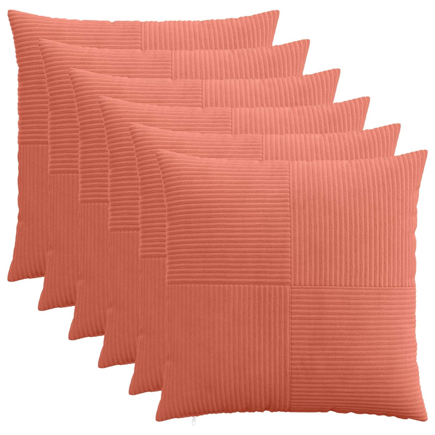 Cushion Cover 6 pcs ALMELO Red Orange 65 x 65 cm Corduroy