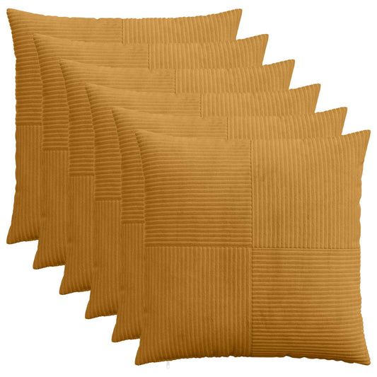 Cushion Cover 6 pcs ALMELO Yellow 65 x 65 cm Corduroy