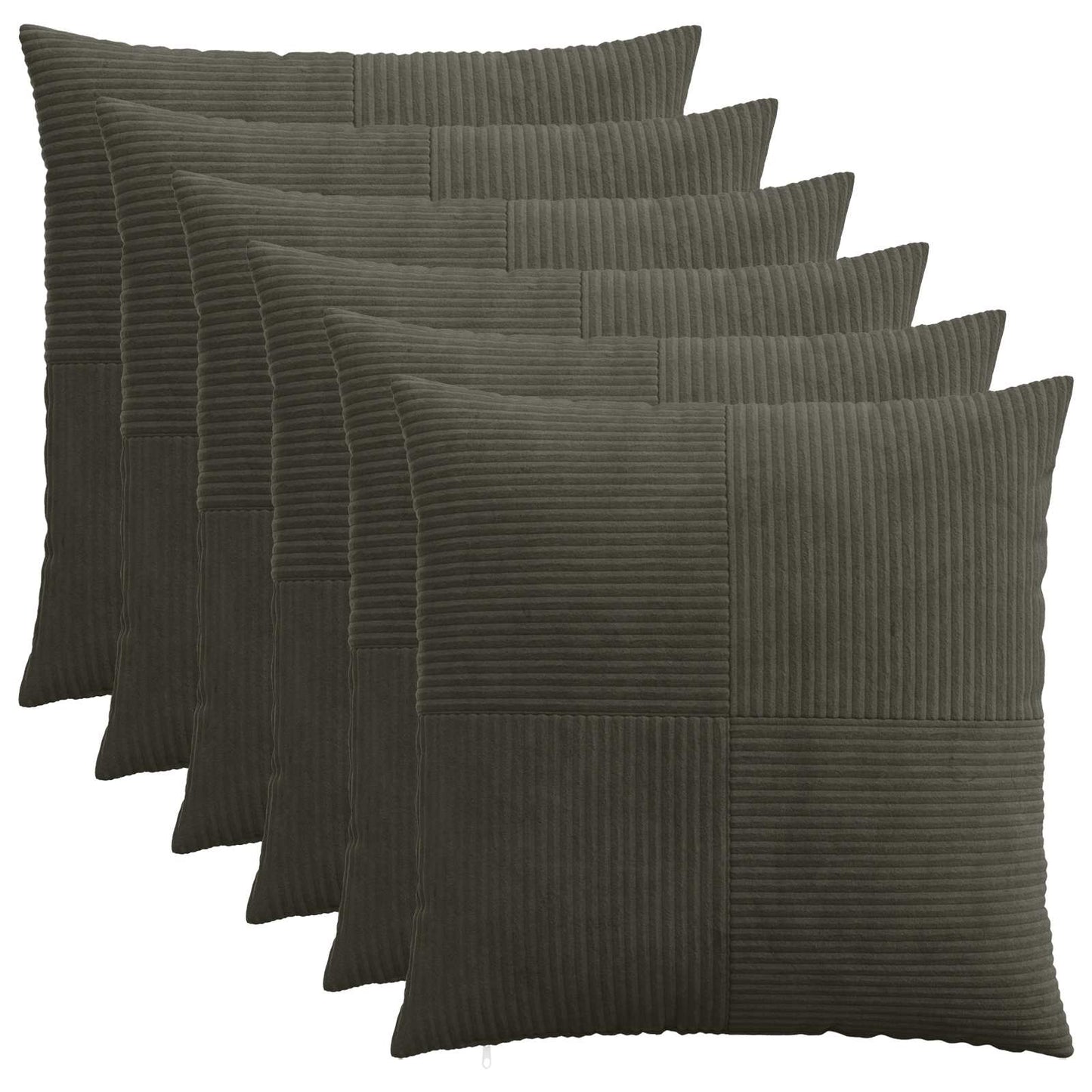 Cushion Cover 6 pcs ALMELO Anthracite 70 x 70 cm Corduroy