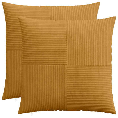 Cushion Cover 2 pcs ALMELO Yellow 70 x 70 cm Corduroy