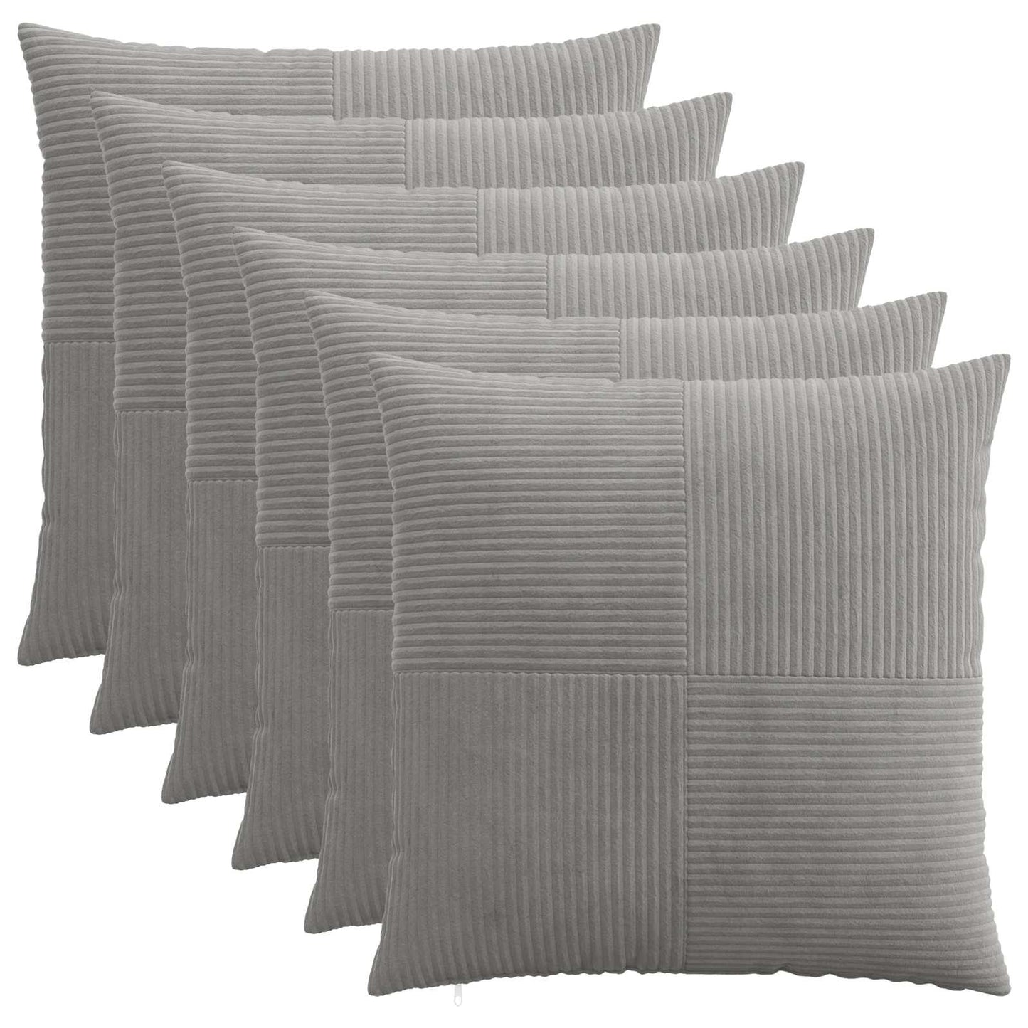 Cushion Cover 6 pcs ALMELO Light Grey 80 x 80 cm Corduroy