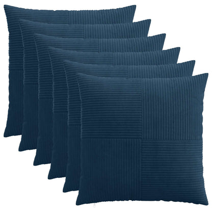 Cushion Cover 6 pcs ALMELO Navy Blue 80 x 80 cm Corduroy