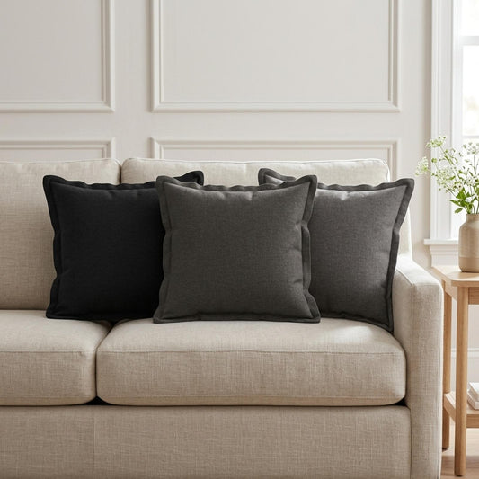 Throw Pillow 2 pcs HOUTEN Light Grey 35 x 35 cm Faux Linen