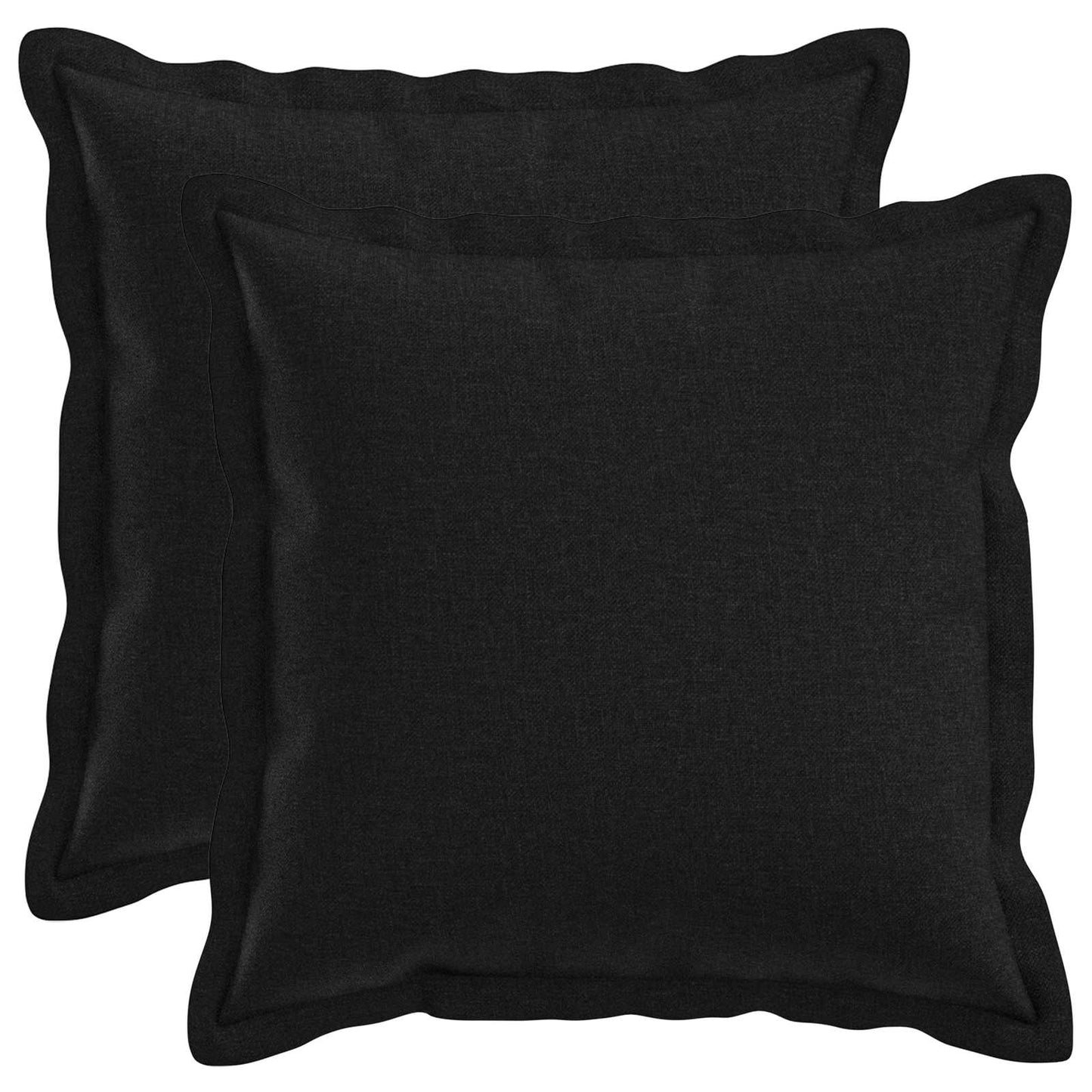 Cushion Cover 2 pcs HOUTEN Black 30 x 30 cm Faux Linen