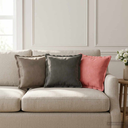 Cushion Cover 2 pcs HOUTEN Light Grey 40 x 40 cm Velvet