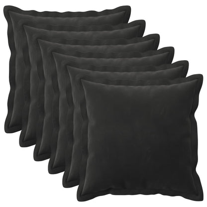 Cushion Cover 6 pcs HOUTEN Black 30 x 30 cm Velvet