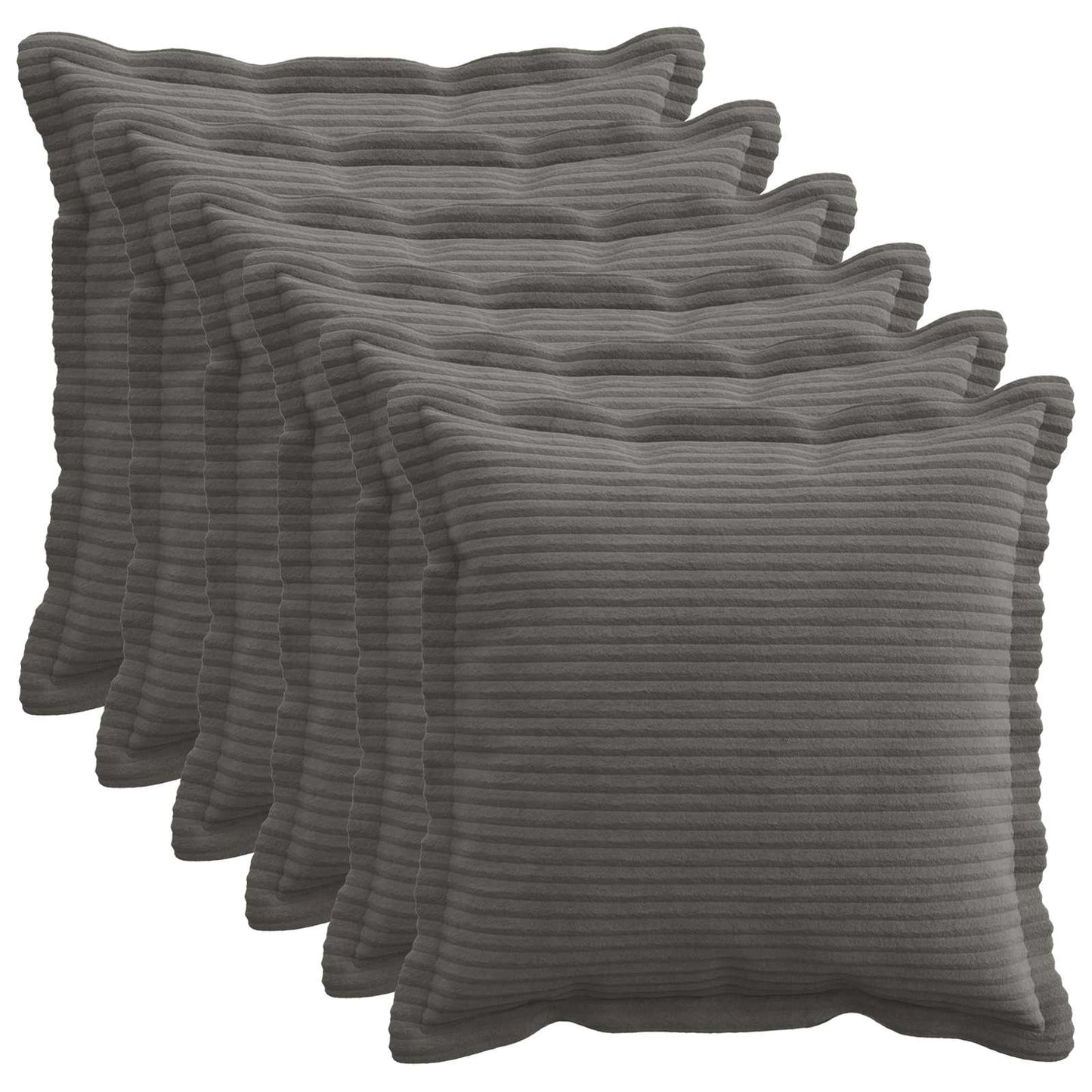 Cushion Cover 6 pcs HOUTEN Dark Grey 30 x 30 cm Corduroy